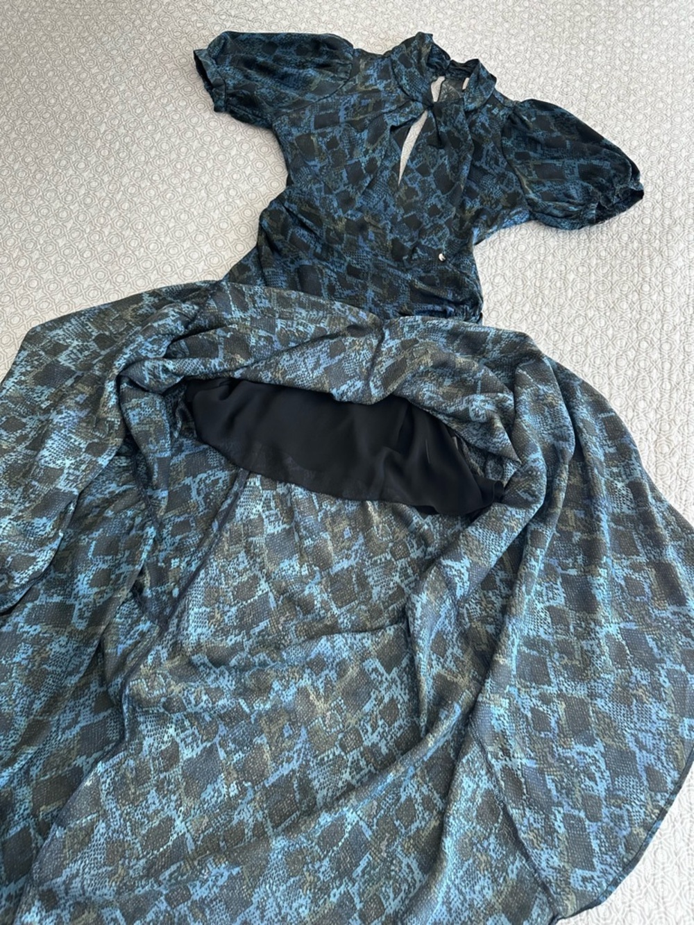 SOCIETA Italia Blue Black Snakeskin Maxi Dress High Neck Gothic Glam Size 42 / 6 - Picture 14 of 16